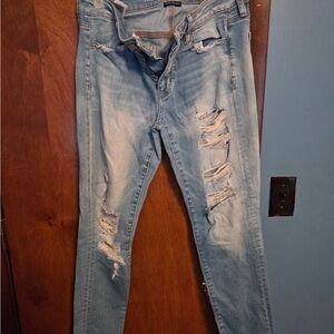 American Eagle Outfitters Light Blue Distressed Skinny Jeans